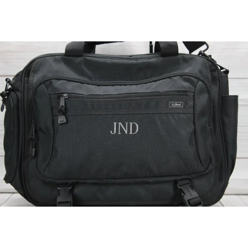 LL Bean Black Nylon Zippered Padded Handle Laptop Carryall Briefcase Bag